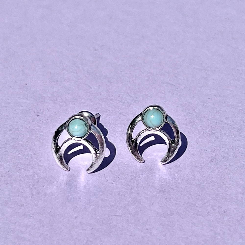 🌙 Turquoise moon post earrings 🌙